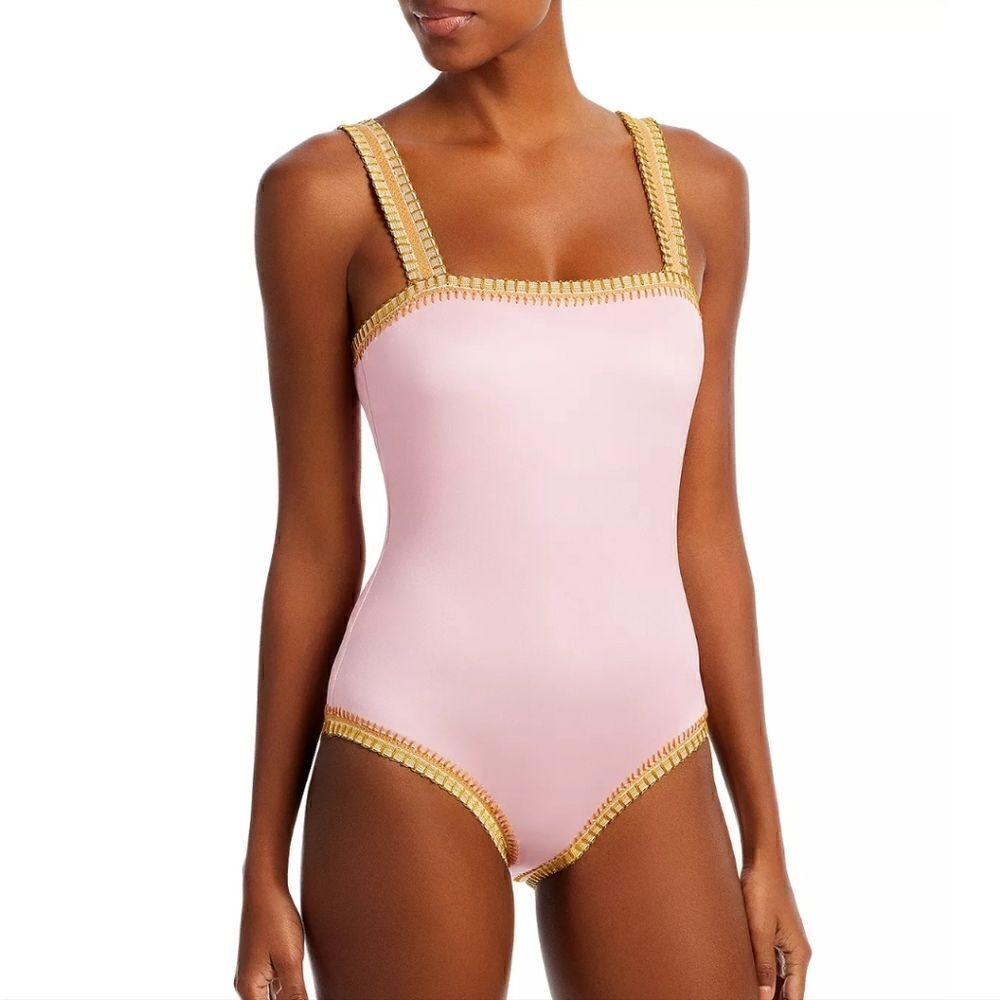 Platinum inspired by Solange FerrariniBuy Crochet Trim One Piece Swimsuit NWT